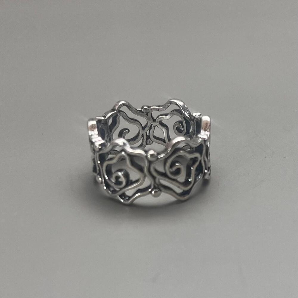 Silver Floral Openwork Men's Ring